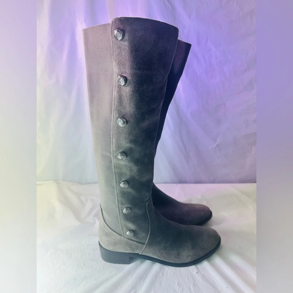 Vince Camuto Black Over-the-Knee Button-Accent Boots